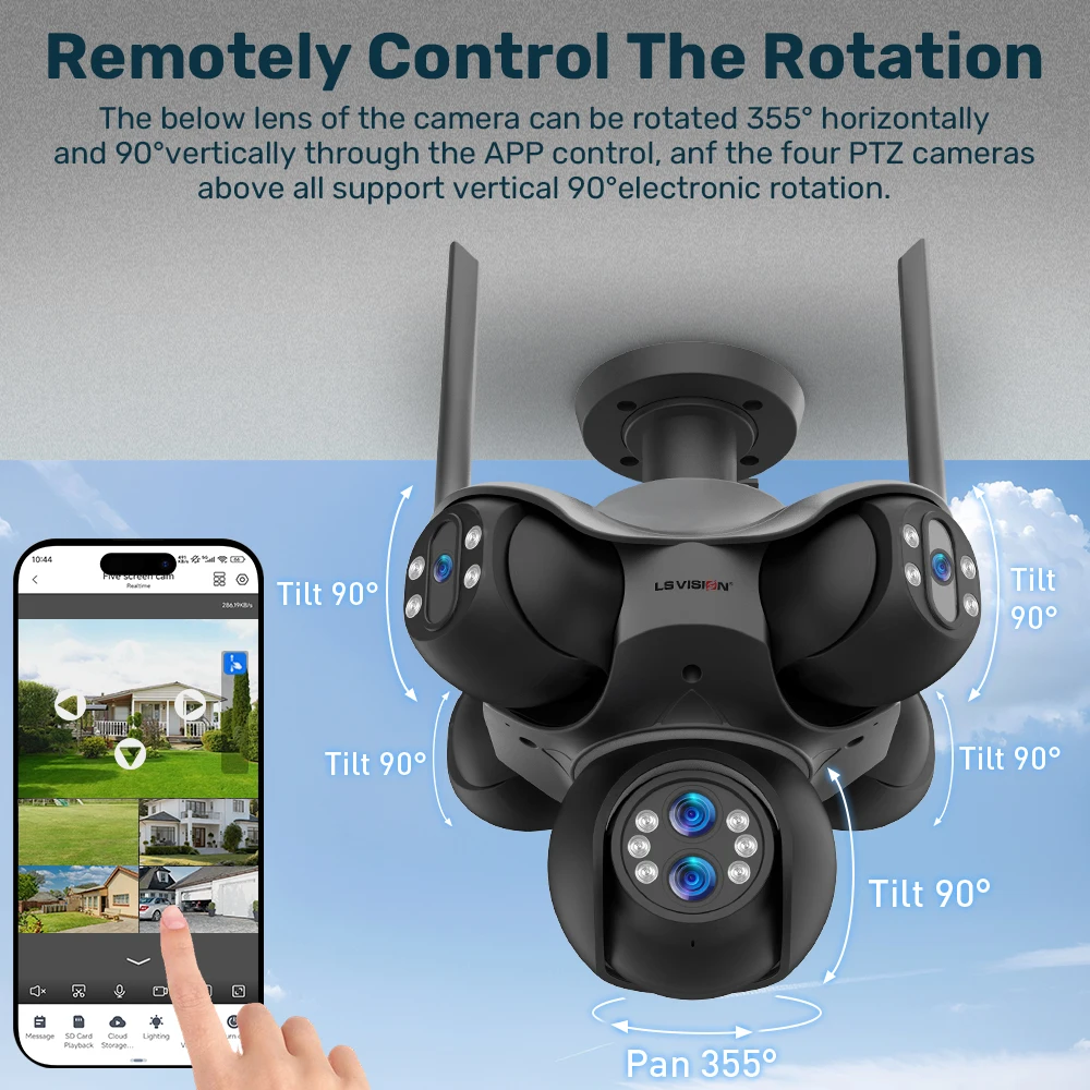 30MP Five Screens WiFi IP Camera 10X Optical Zoom PTZ Outdoor Security Camera Au