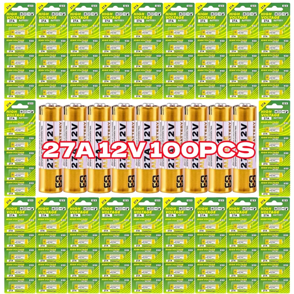 100 Uds A27 27A 12V batería alcalina G27A MN27 MS27 GP27A L828 V27GA ...