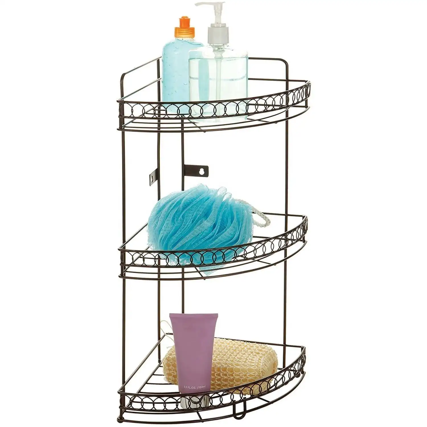 

Bath Bliss 3 Tier Corner Bath Shelf in Iron Curls Design Bronze