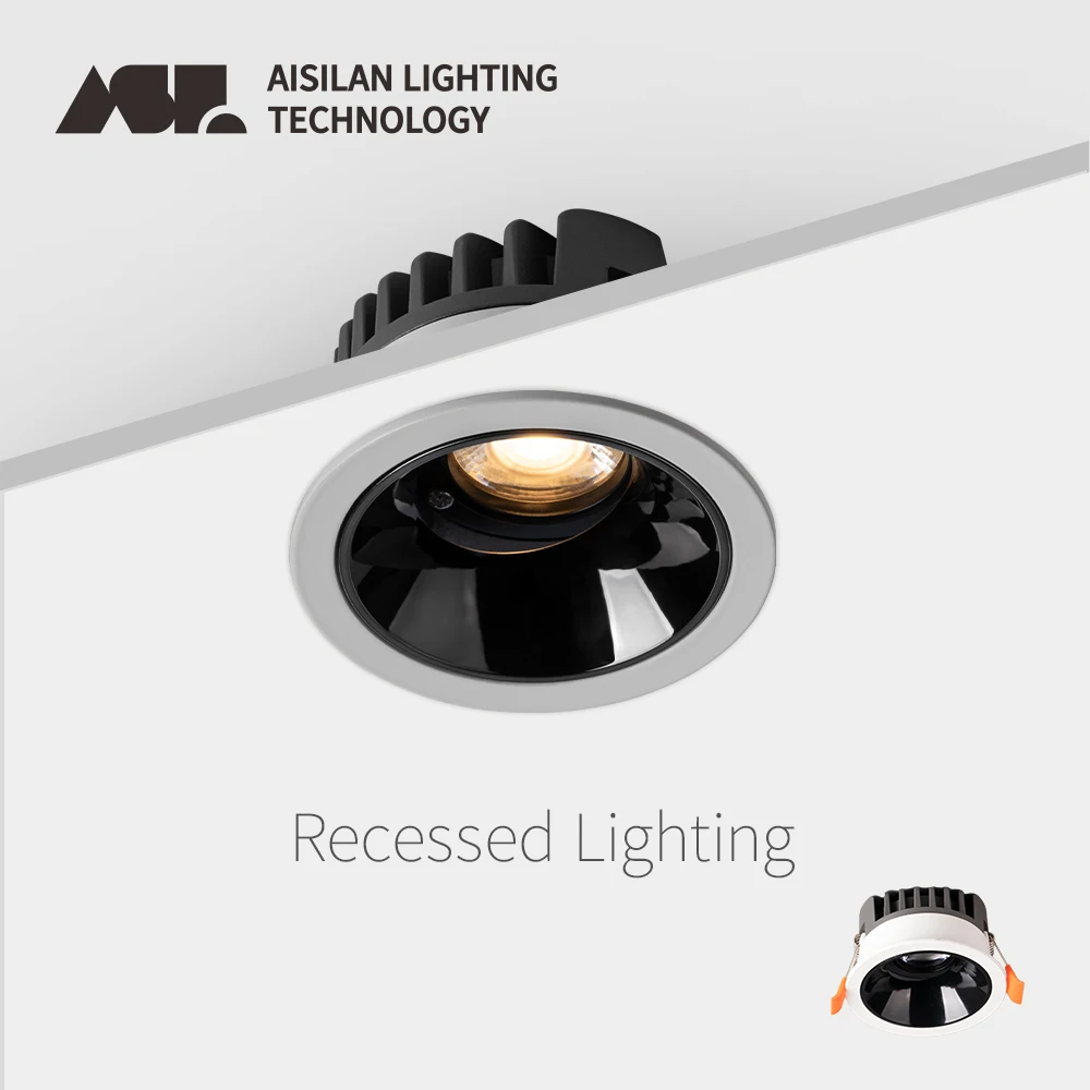 Aisilan 실내 각도 조절 가능한 초박형 오목 다운라이트, 알루미늄 천장 조..