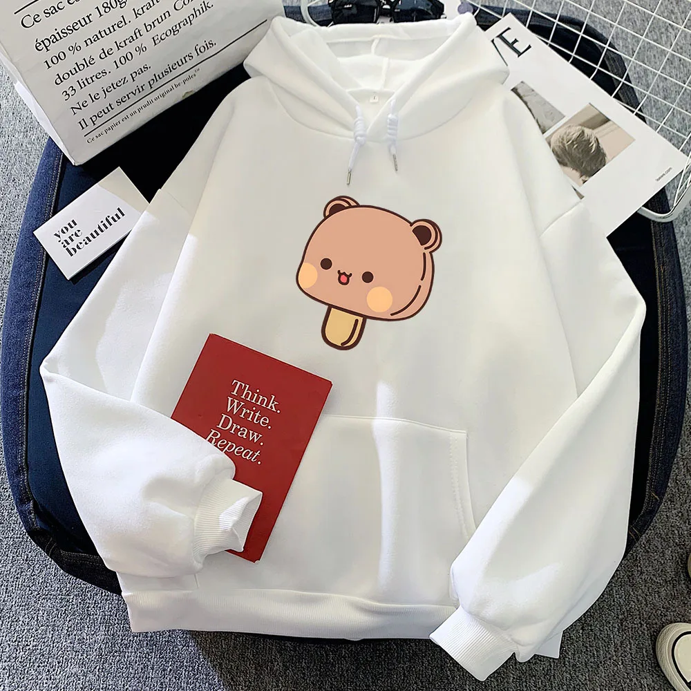 

Cartoon Panda Bear Bubu Dudu Printing Hoodies Kawaii Graphic Winter Warm Sweatshirt with Pocket Casual Long Sleeve Women Clothes