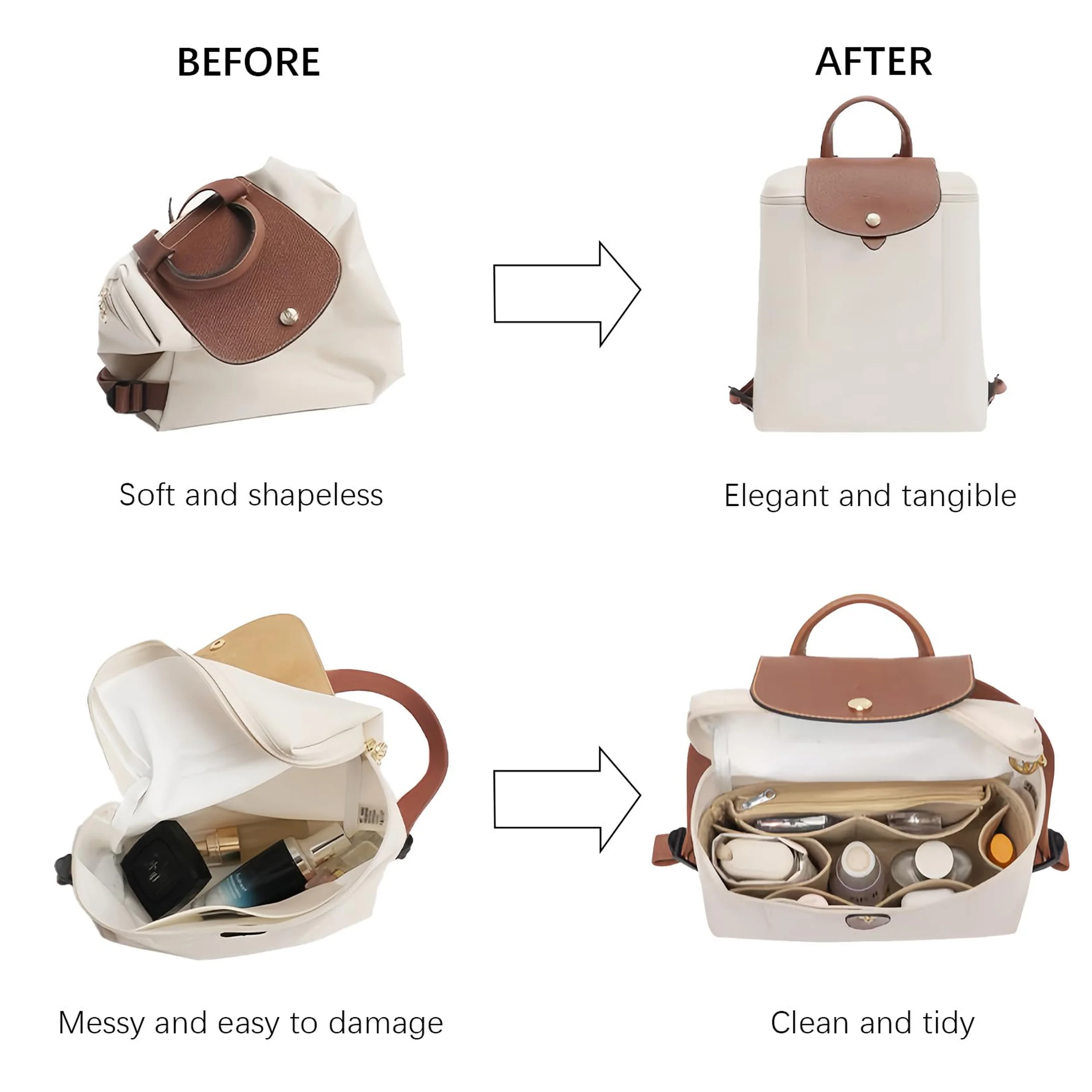 Felt Purse Organizer Insert Multi Pockets Bag-in-Bag Liner for Handbags Backpacks Travel Makeup Storage Bag