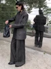 BJTZ Big Size Black Denim Jacket Wide Leg Pants Two Piece Suit New Lapel Long Sleeve Women Fashion Spring Autumn 2024 5