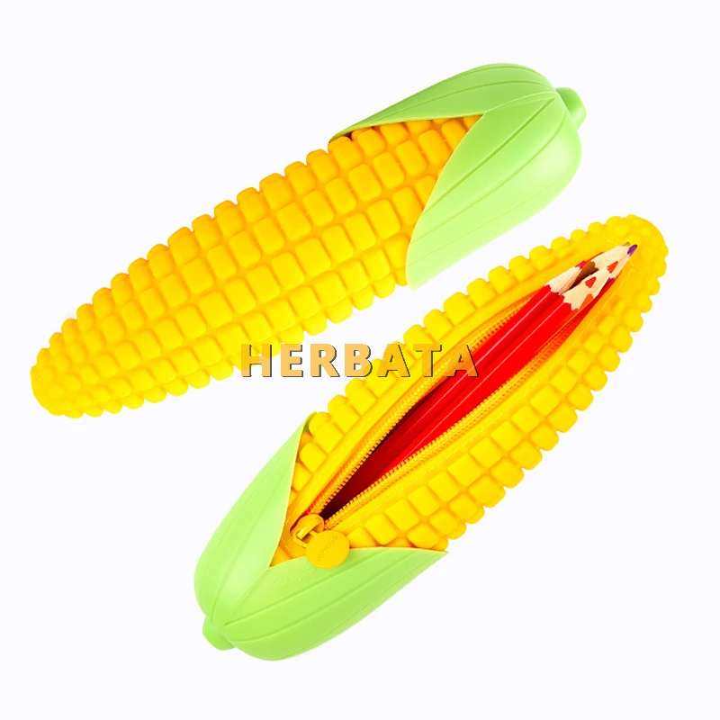 Corn Shaped Silicone Pencil Case-Fun Food-Themed Pen Storage Bag for School Supplies & Student Stationery (Cartuchera) pencil cases stationery box