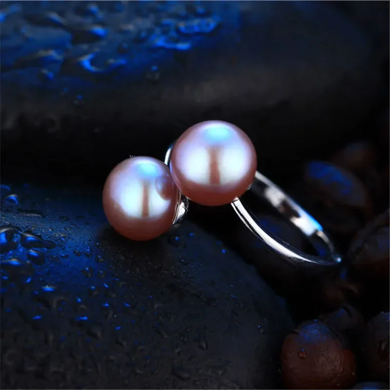 Dainashi 100% Genuine Freshwater Cultured Pearl Ring Fashion Design 925 Sterling Silver Simple Open Adjustable Ring for Women silver rings silver ring