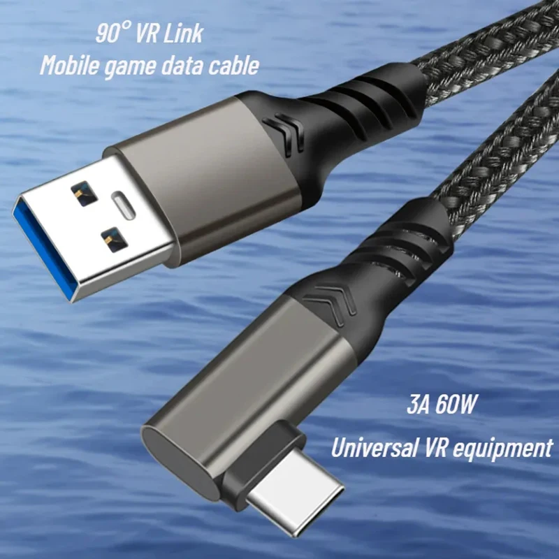 High-Speed 90° Elbow Type-C Charging & Data Cable - USB 3.2 GEN2, 60W Power Delivery, Various Lengths