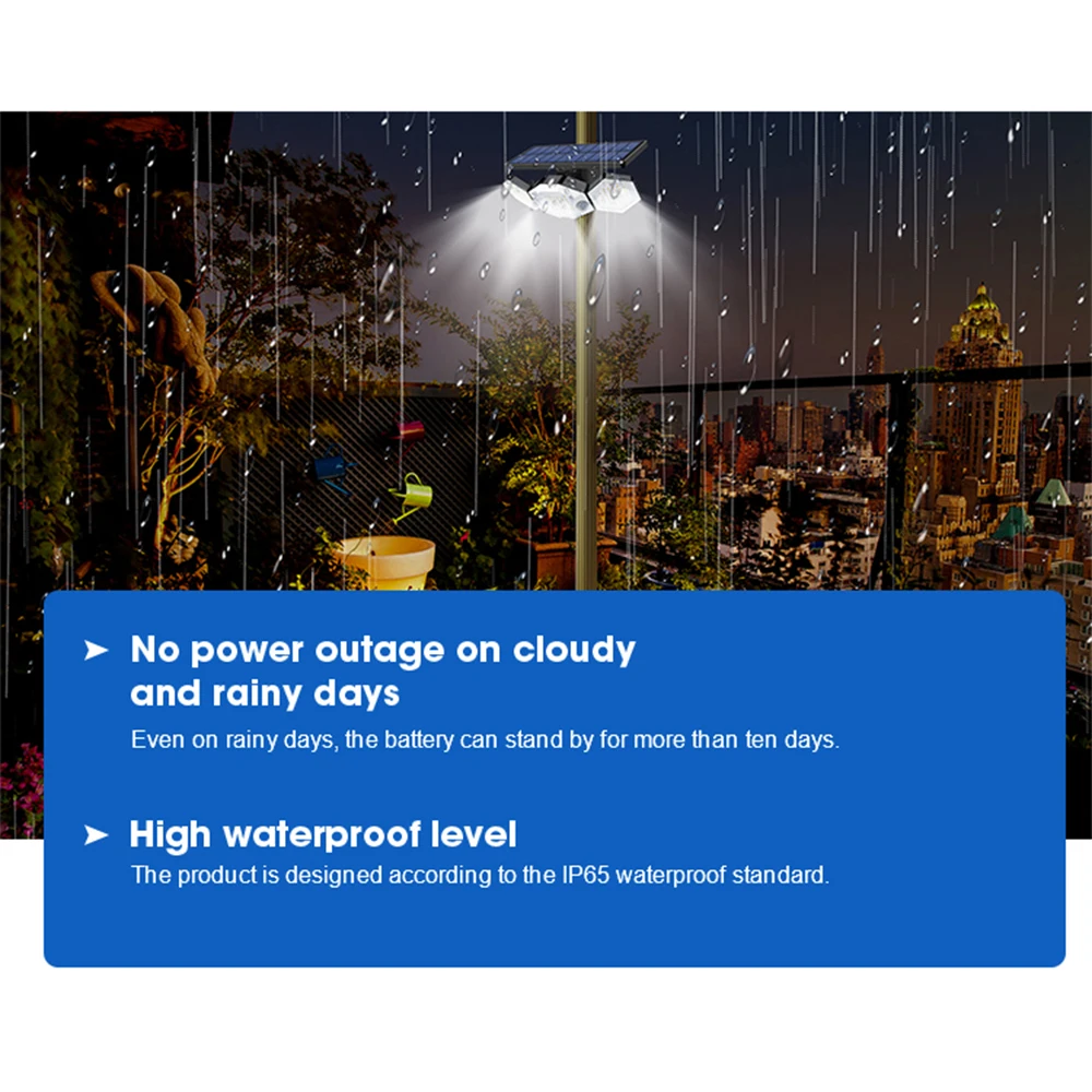 Description Picture 4 of item1Pc Multifunctional Solar Lamp Outdoor Garden Decoration 100 LED Wall Lights Powered Spotlight with 32700 6000mA Motion Sensor