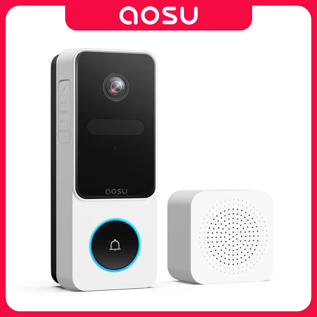 SD Card Doorbell Camera Wireless, Head-to-Toe Video, 2K HD Jamaica Aosu Security Camera
