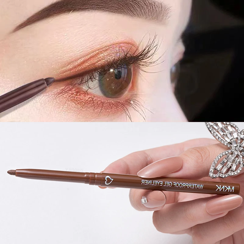 

Waterproof Eyeliner Gel Pencil Matte Silkworm Eyeliner Pen Lasting Not Blooming Quick Drying Eye Liner Gel Pen Makeup Brown Pink