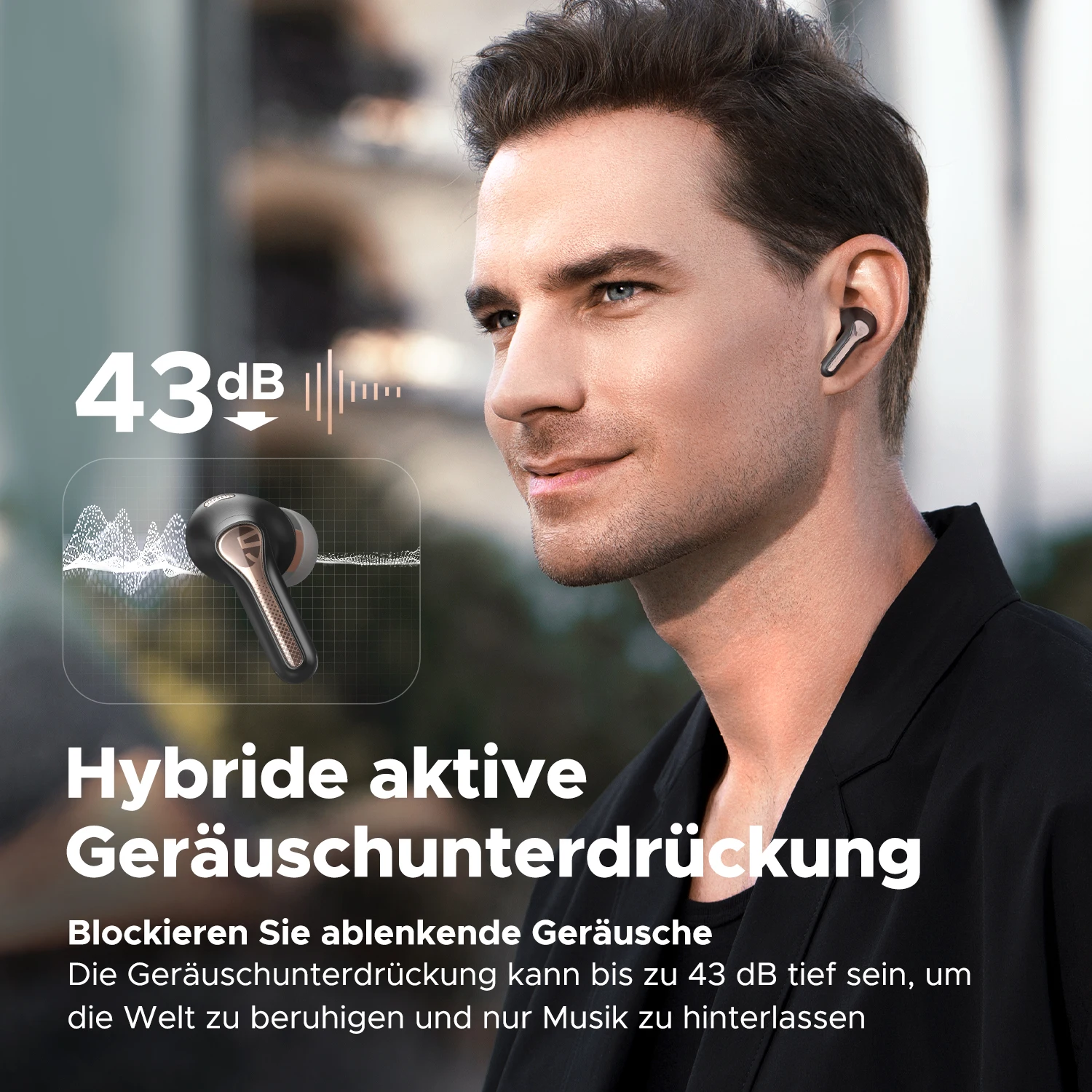 Bluetooth Earphones SoundPEATS Capsule 3 Pro TWS True Wireless 43dB Hybrid ANC Hi-Res LDAC