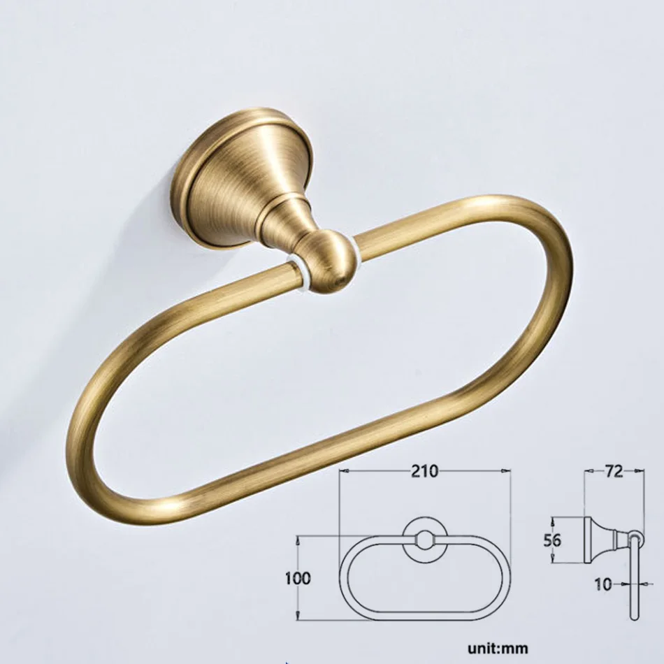 Bathroom Towel Ring Antique Gold White Grey Chrome Brushed Black Wall Mounted Brass Lavatory Oval Towel Holder Ring Rack Hanger