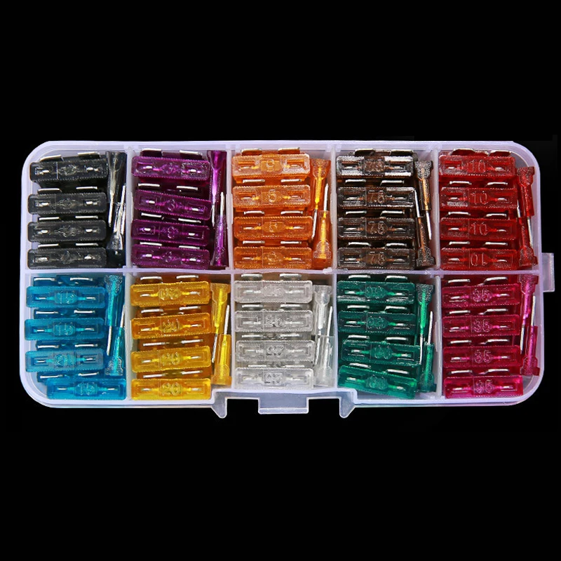 Car Fuse Assortment Set Small Size Blade Type 2.5/3/5/7.5/10/15/20/25/30/35A With Box Clip 100/50Pcs