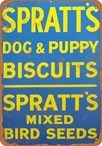 

Patisaner металлический знак-1936 печенье Spratt's Dog and щенок-ржавый вид 8x12 дюймов