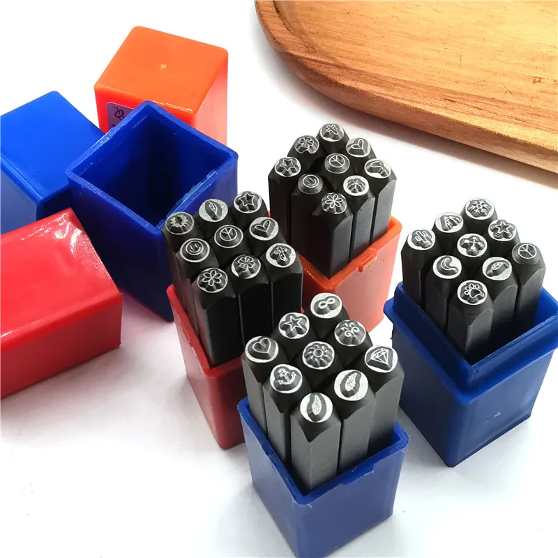 3mm Metal Stamping Set Symbol Steel Punch Custom Logo Pressing Silver Leather DIY Jewelry Making Start Heart Moon Patterns Stamp