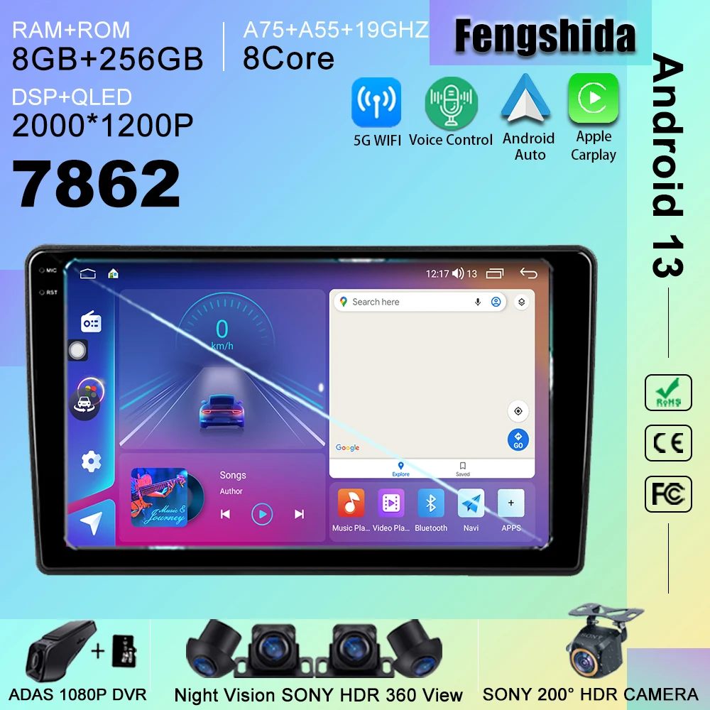 

7862 CPU Android 13 Auto DVD Radio For Honda Element YH 2002 - 2011 GPS Navigation No 2din DVD QLED Screen Auto Radio DashCam BT
