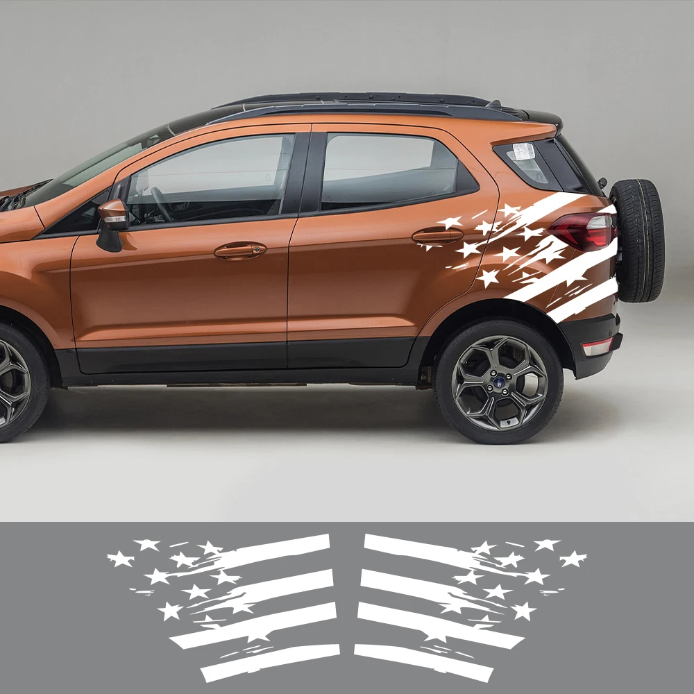 

2 шт., ПВХ наклейки на автомобиль для Ford Ecosport, флаг США, графика, спортивный стиль, виниловая пленка, отделка, наклейки, аксессуары для тюнинга кузова автомобиля