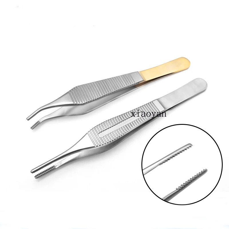 

Dental forceps Oral forceps internal tissue forceps Dental forceps with teeth straight head elbow length stainless steel gold ha