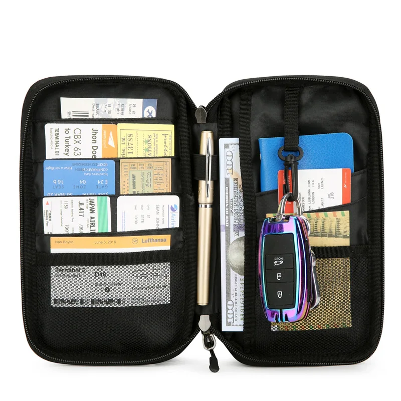 Multi functional passport and ID bag, lightweight anti-theft brush, handheld hanging neck,wallet, portable storage card bag