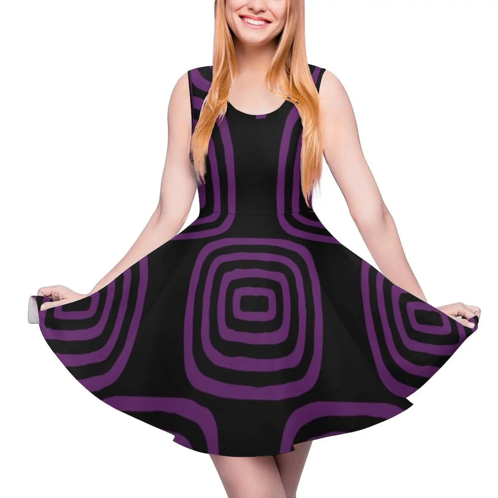 

Mid Century Modern Concentric Pattern Round Neck Dress dress for women elegant guest wedding dress