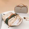 New Fashion Woven Double Zipper Makeup Bag with Large Capacity and Multi compartment Travel Cosmetics Storage Bag Washing Bag 1