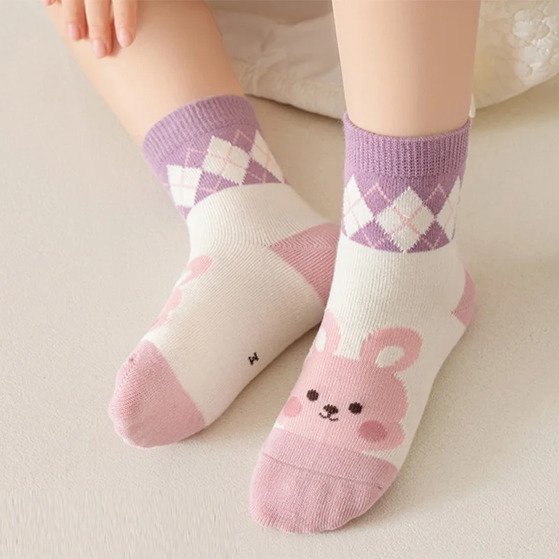 Kids Socks 5 Pairs Cute Baby Girls Spring Autumn Cartoon Children Socks Infant Toddler Boy 1-12 Years