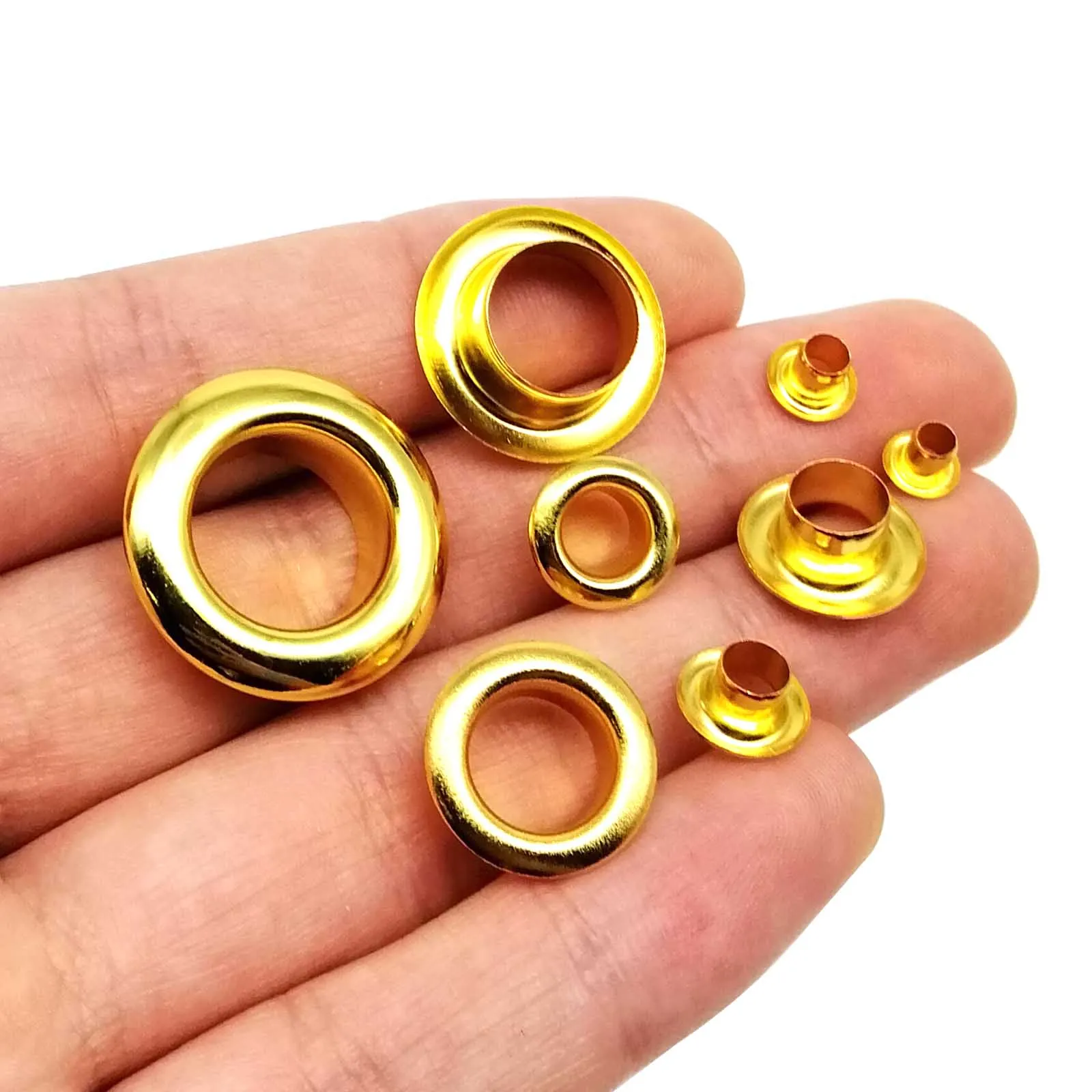 Eyelet Grommet Ring 100sets 2.5mm-12mm Golden Eyelet With Washer Grommet Ring Air Hole Rivet for Leather Bag-Clothes