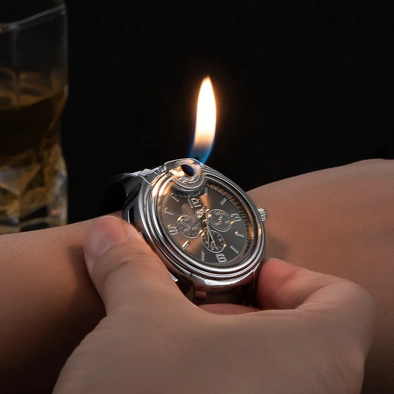 Outdoor Inflatable Lighter Fashion Metal Gas Windproof Portable Open Flame for Smoking Gift