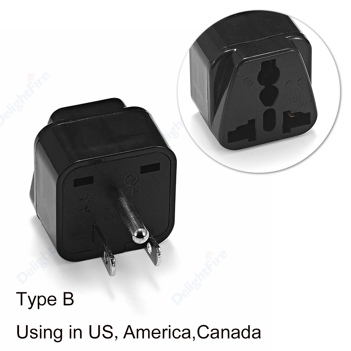 Universal Travel Adapter Plug with Dual AC Ports for EU/UK/AU to US Conversion