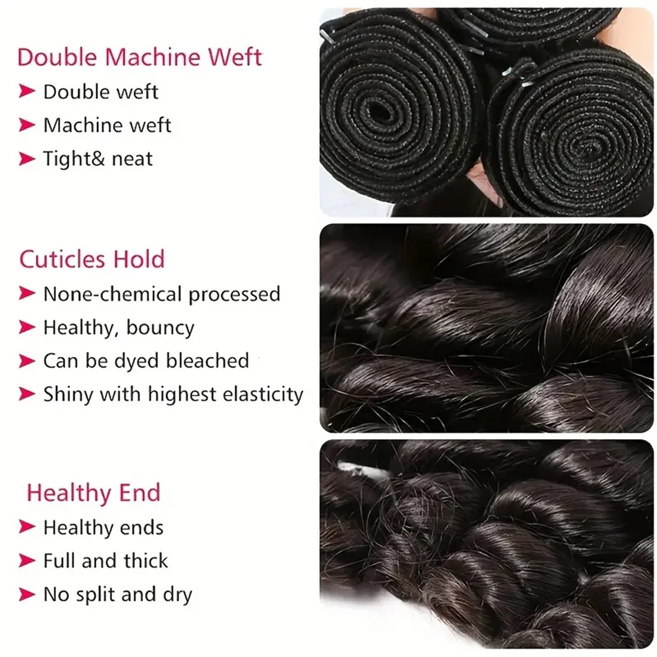 Human Hair Extensions Loose Deep Wave Bundles Brazilian Human Hair 1/3/4 Bundles 30 Inch
