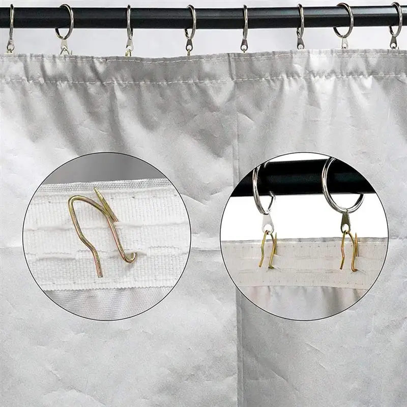 Shower Curtain Hooks Curtain Hooks 50pcs S-Shape Curtain Hooks Shower Rings Metal Hook Pin Steel Stainless Pins Drapery Slide Rail Door Hangers Bathroom Clips