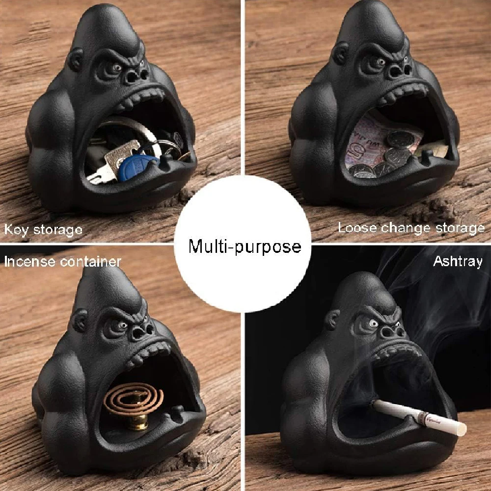 Creative Ceramic Cartoon Gorilla Orangutan Ashtray Anti-flying Ash Home Ornament Accessories Decoration cigarettes ashtray,ceramic ashtray
