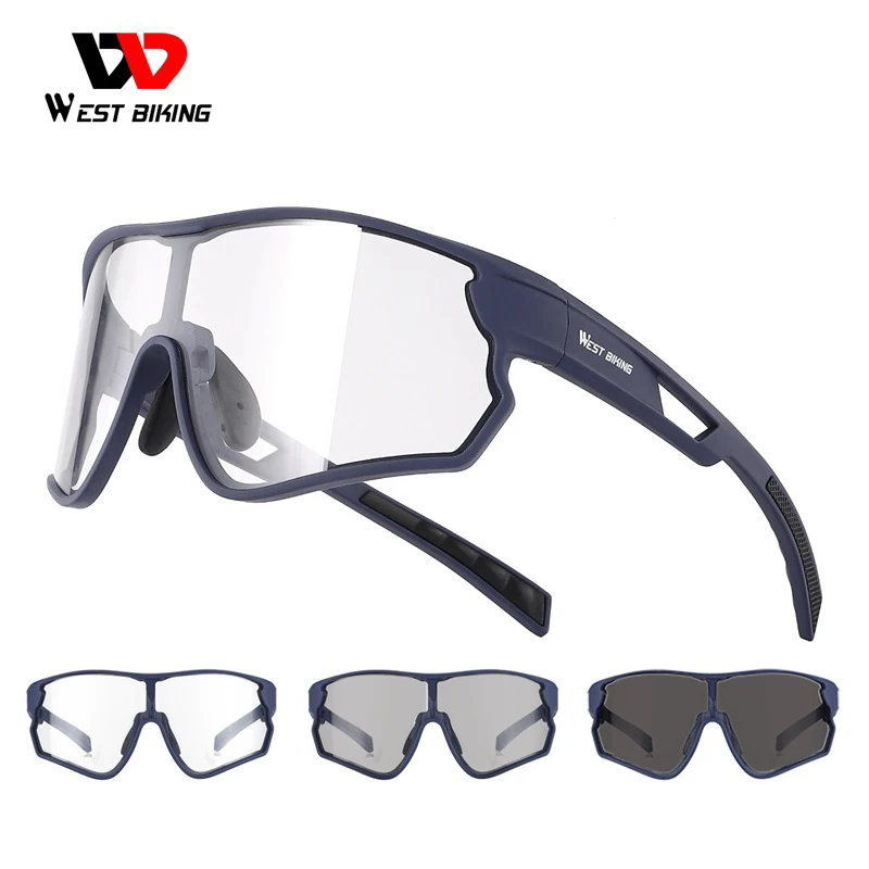 

WEST BIKING Photochromic Cycling Sunglasses for Men and Women MTB Road Bike Windproof Goggles TR90 Frame Sport Fishing Glasses