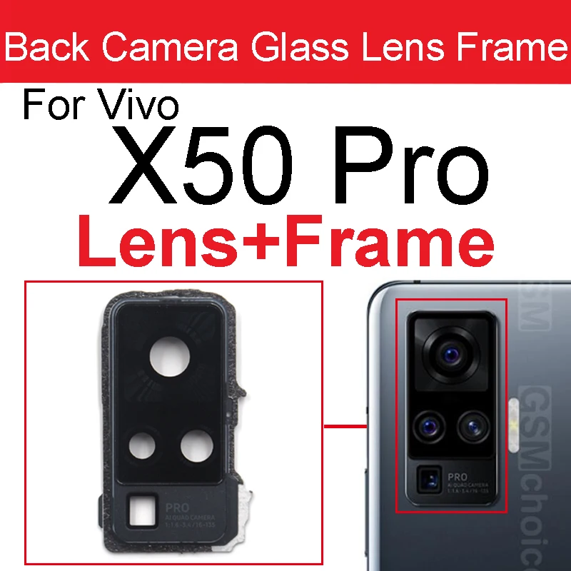 Фото Задняя стеклянная рамка для объектива камеры задняя крышка для Vivo X50 X60 X50Pro X60Pro + Plus фотодержатель кронштейн наклейка детали №4
