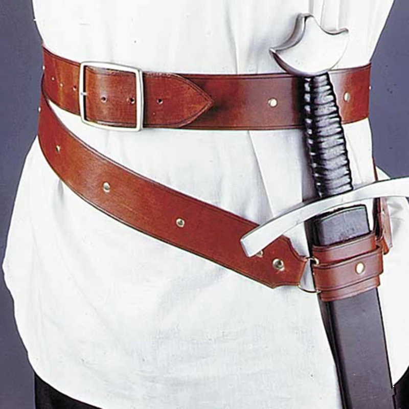 Leather Belt Sword Holder Sheath for Medieval Men Larp Cosplay