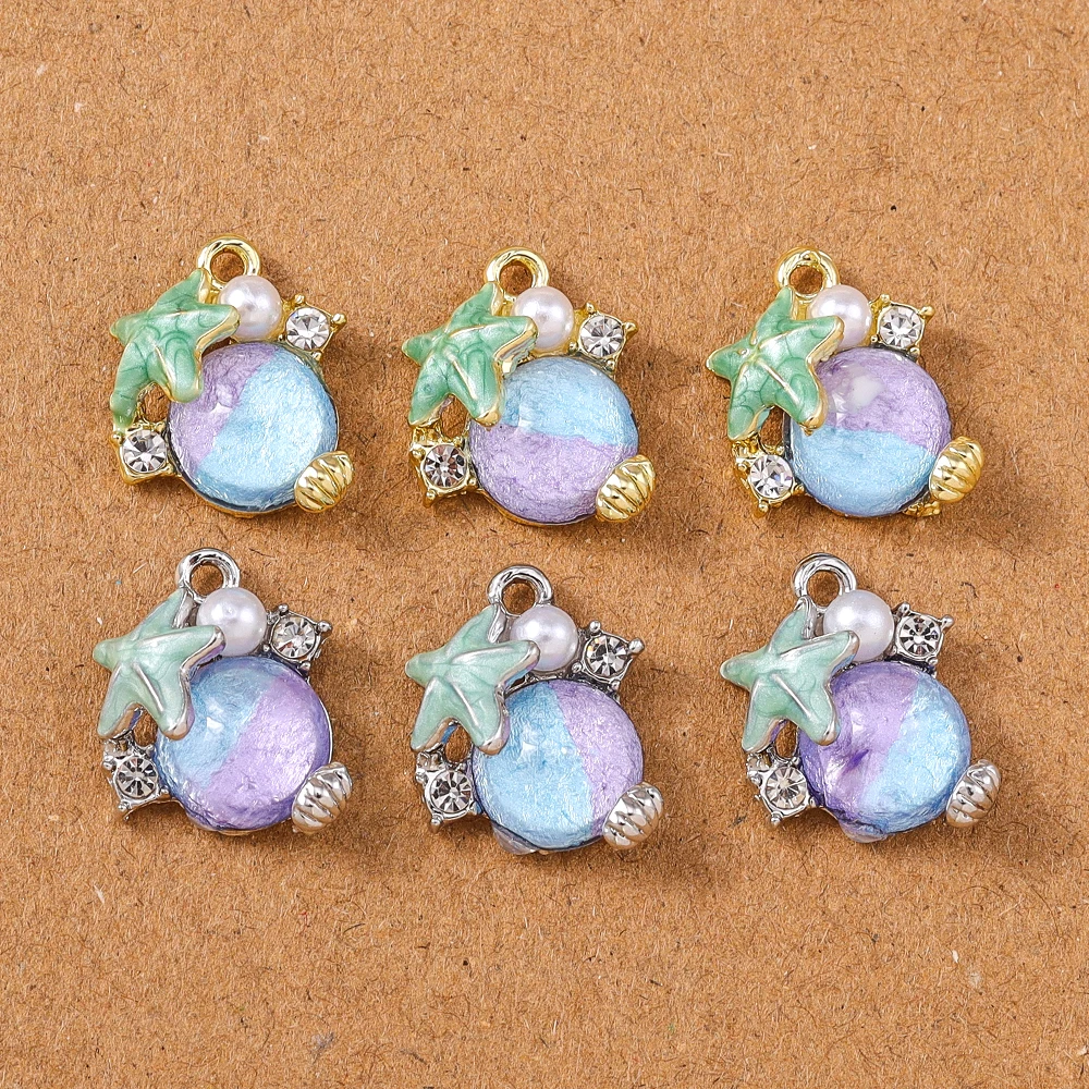 5 Stück exquisite Edelstein-Kristall-Seestern-Charms-Anhänger für Schmuckherstellung, Halskette, Armband, Ohrringe, DIY-Zubehör