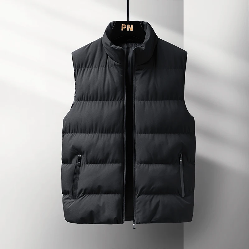

Mens Vest Coat Autumn Winter New Warm Sleeveless Jackets Male Casual Stand Collar Waistcoat Vest Plus Size Solid Men Clothing
