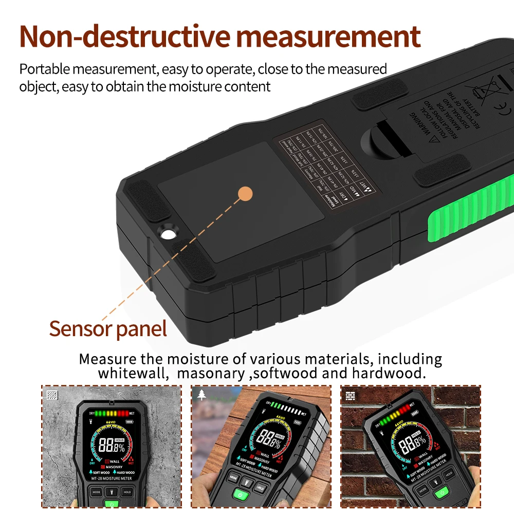 R&D MT28C Full Angle Non-contact Wood Moisture Meter Environmental Temperature Humidity Detection Moisture Detector