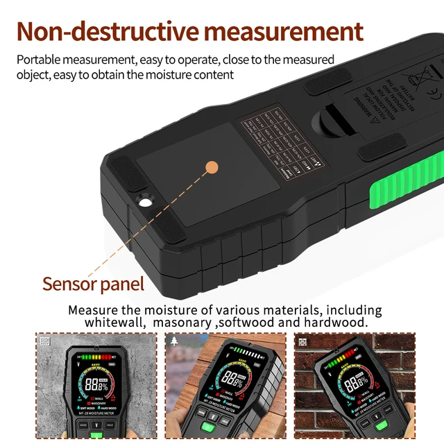 R D MT28C Full Angle Non contact Wood Moisture Meter Environmental Temperature Humidity Detection Moisture Detector