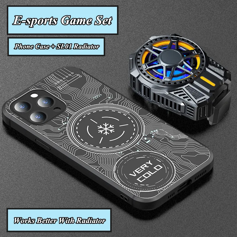 

Anti-fall Shockproof Aluminum Alloy Silicone Magnetic Mobile Phone Case Cover for IPhone 13 12 11 Pro Max Semiconductor Radiator