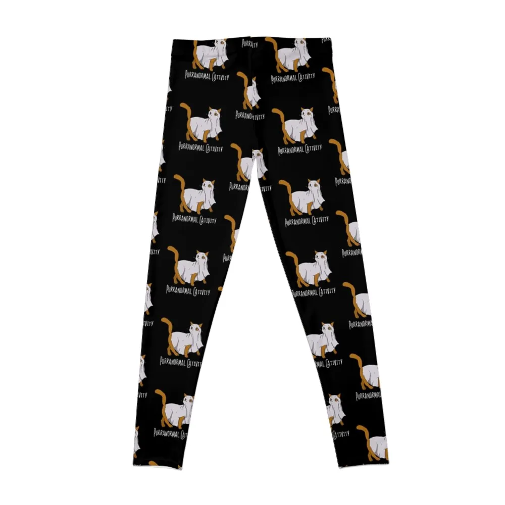 Purranormal Cativity Funny Horror Movie Sheet Ghost Parody for Cat Lovers Leggings gym womans Sports female Womens Leggings