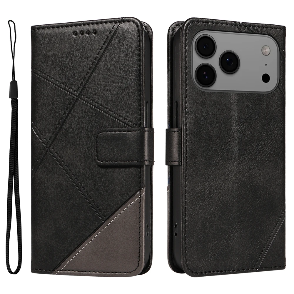 Magnetic Leather Wallet Phone Case with Grid Design