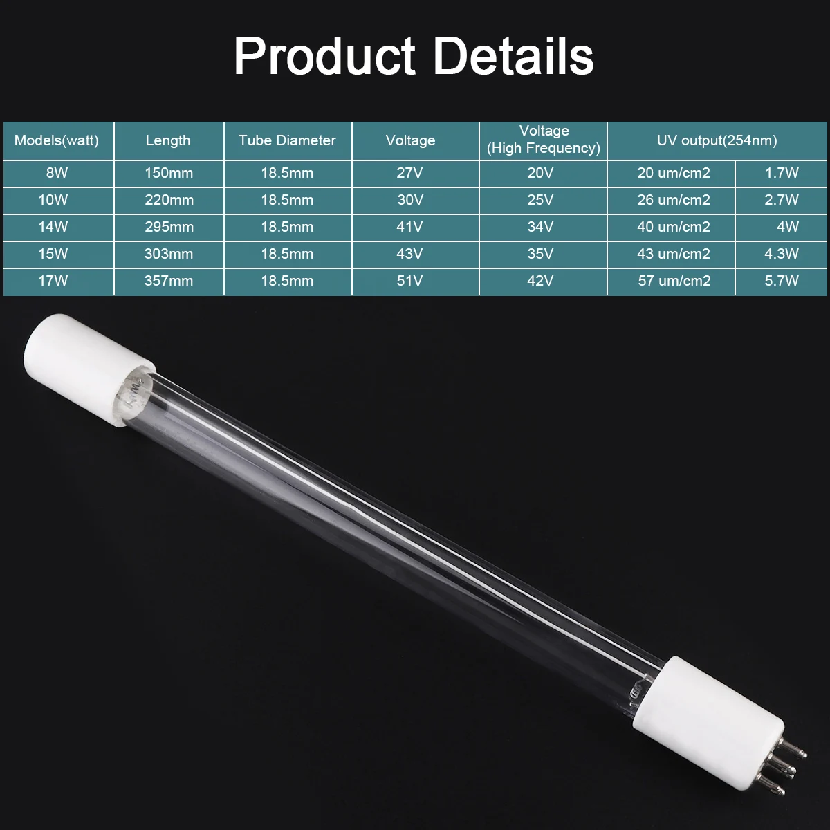 Enhanced UV Sterilizer Lamp with Straight Pipe and Single-Ended Needle