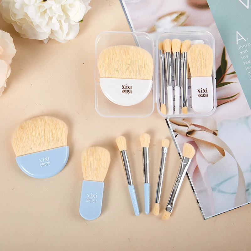 

Набор женских мини кистей для макияжа, 6 шт., портативная мягкая кисть для консилера, инструмент для тональной основы, теней для век, кисть для ресниц с коробкой