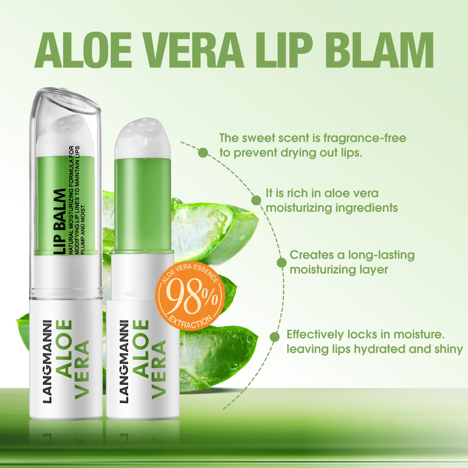 Aloe Vera Lip Balm Nourishing Moisturizing Hydration Anti-dry Cracked Rotating
