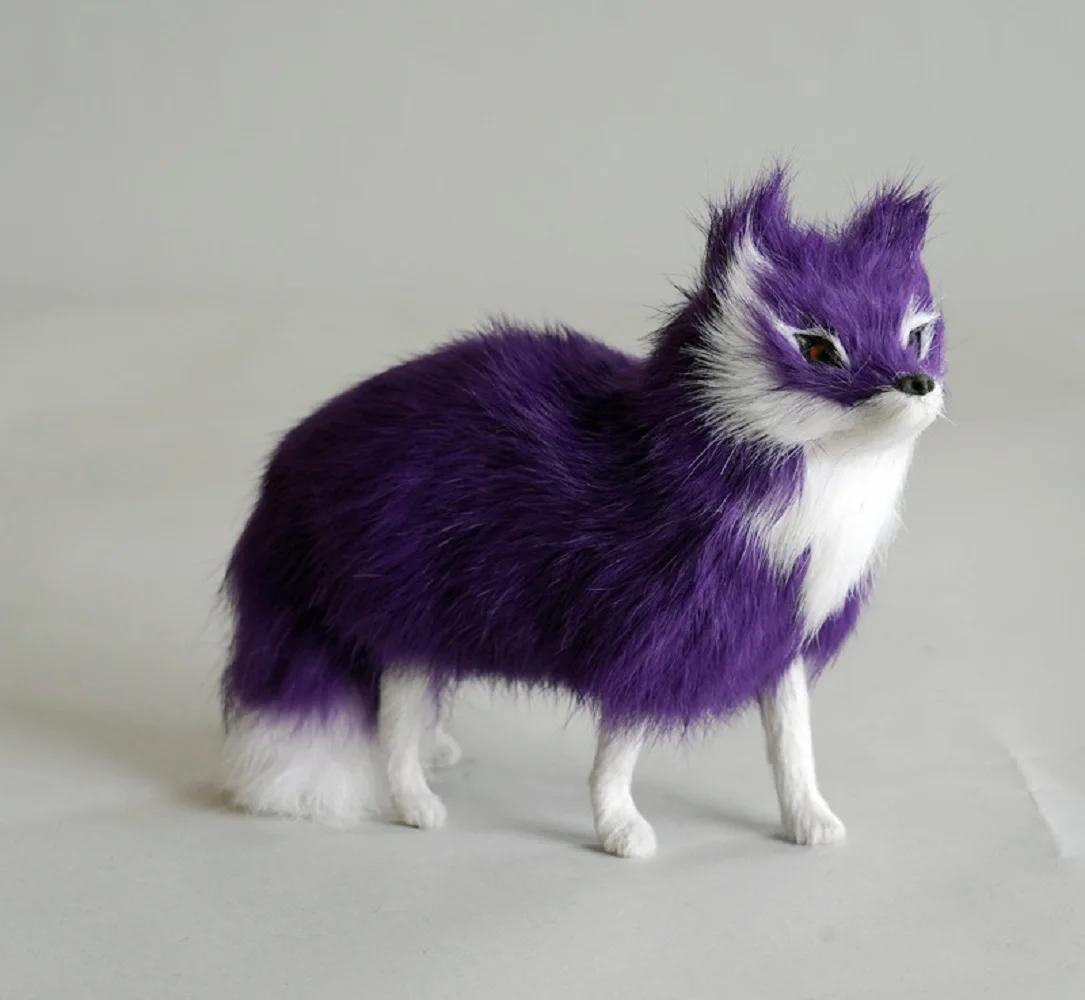 

creative simulation purple fox model standing fox doll gift about 16x5x12cm