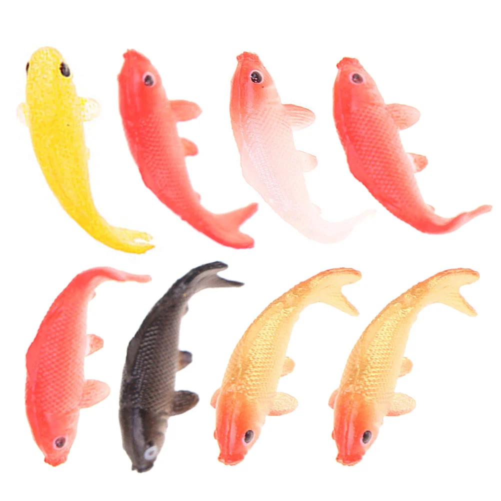 

8/10/12pcs Dollhouse Miniature Goldfish Model Simulation Mini Fish Carp Animal Figure Kids Toys Home Decoration Mixed Style