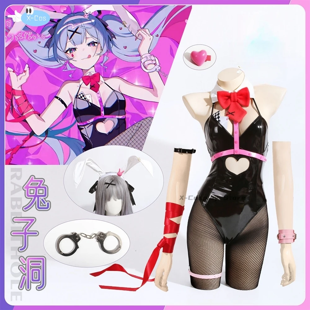 

Miku Black Patent Leather Bunny Girl Sexy Cute Halloween Cosplay Costume Headdresses Clothes Belts Girl