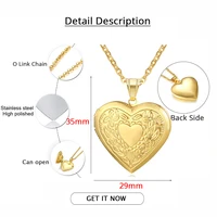 Romantic Heart Locket Pendants Female Gold Silver Color Stainless Steel Memorial Necklace For Women Jewelry Valentine Gift 3