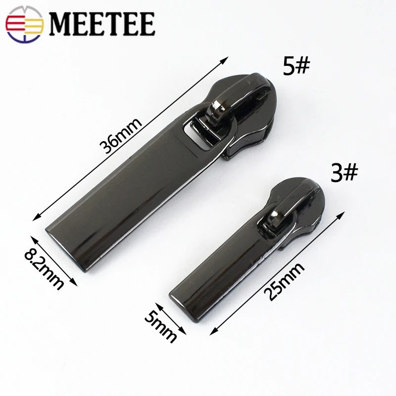 50Pcs Meetee Zipper Sliders for 3# 5# Nylon Zippers Down Jacket Pocket Zip Head Bag Zips Puller Repair DIY Sewing Accessories