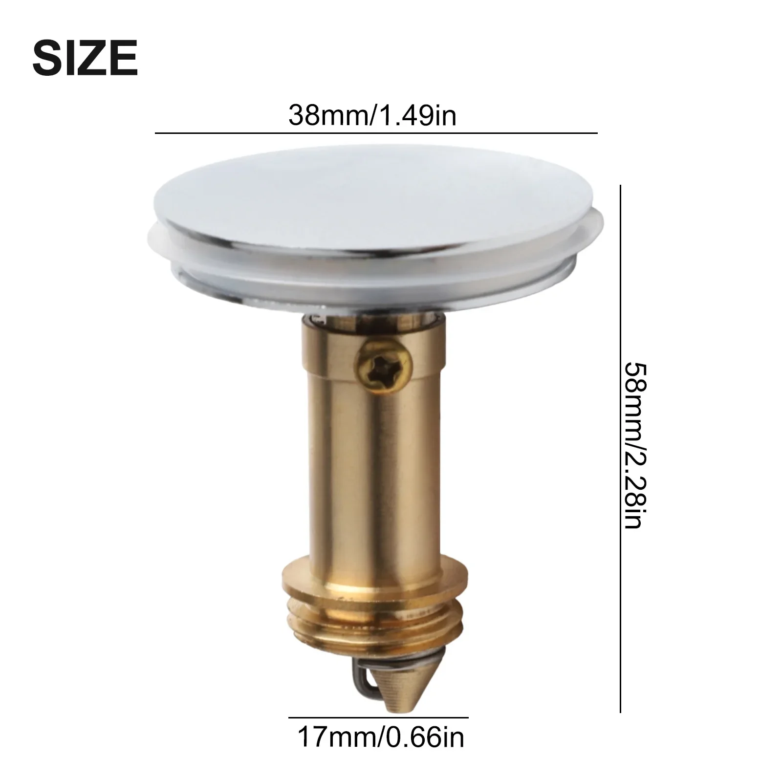 38mm Bathroom Sink Drain Stopper Plugs Bounce Push Button Click Clack Plug Wash Basin Faucet Accessory Washbasin Pipe